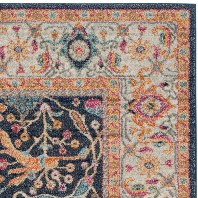 Mistana™ Christa Machine Woven / Power Loomed Performance Cream/Navy/Orange Rug & Reviews Wayfair